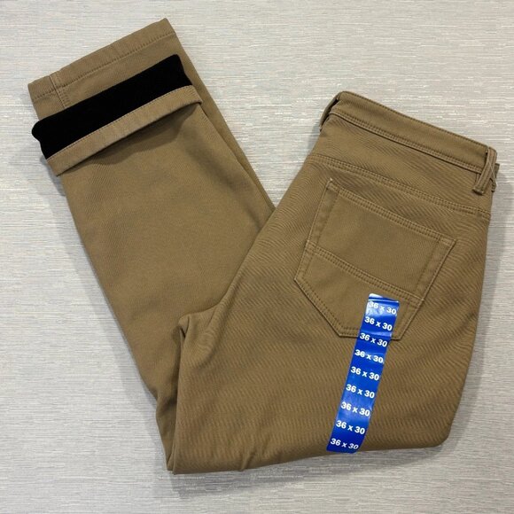 CAT Caterpillar Work Pants Mens 36 x 30 Brown Canvas Fleece Lined Insulated - Picture 1 of 11